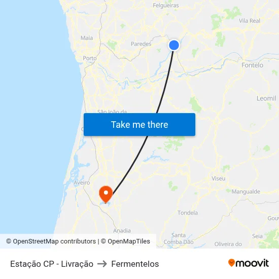 Estação CP - Livração to Fermentelos map