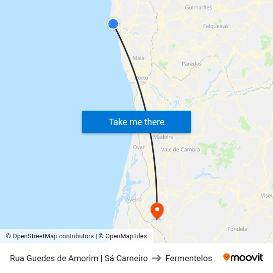 Rua Guedes de Amorim | Sá Carneiro to Fermentelos map