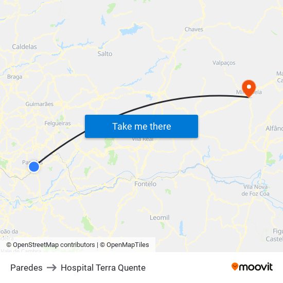 Paredes to Hospital Terra Quente map