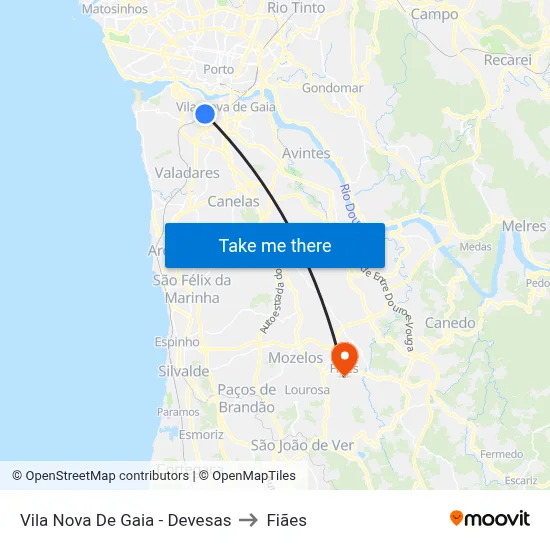Vila Nova De Gaia - Devesas to Fiães map
