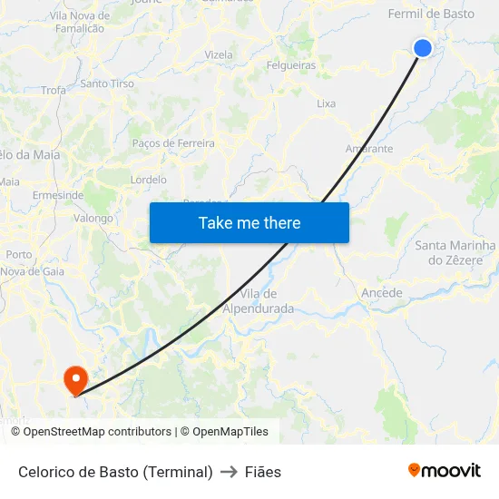 Celorico de Basto (Terminal) to Fiães map