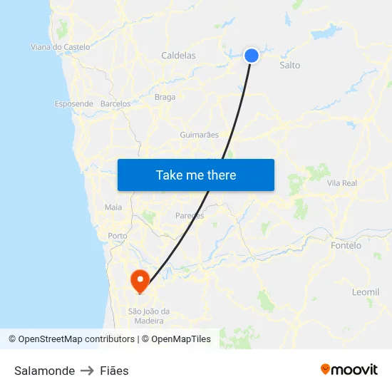 Salamonde to Fiães map