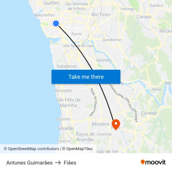 Antunes Guimarães to Fiães map