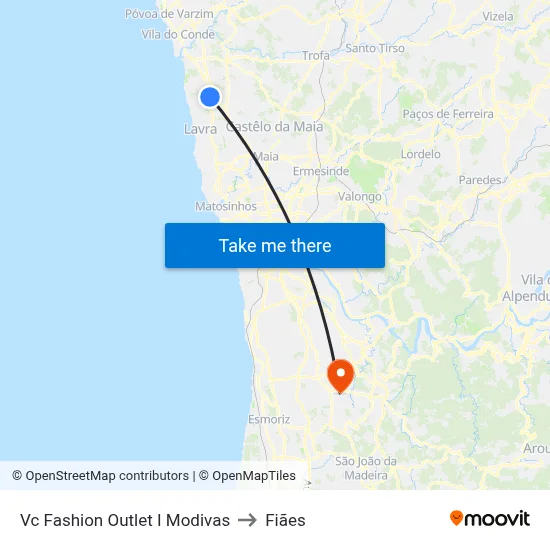 Vc Fashion Outlet I Modivas to Fiães map