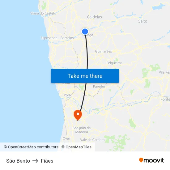 São Bento to Fiães map