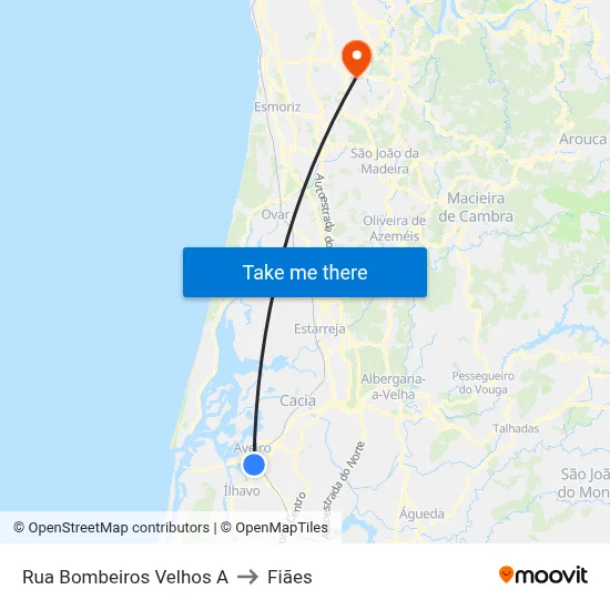 Rua Bombeiros Velhos A to Fiães map