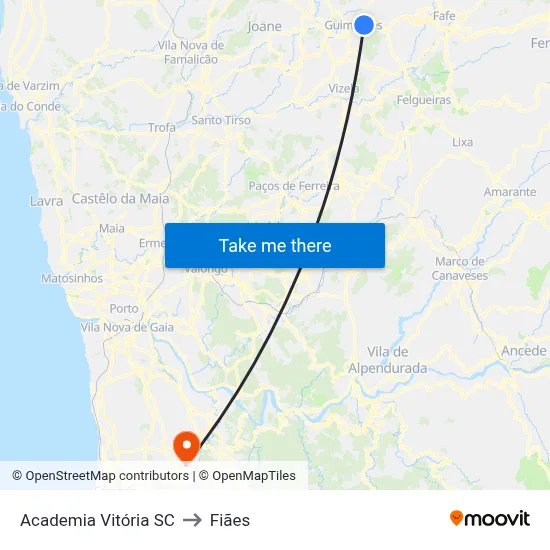 Academia Vitória SC to Fiães map