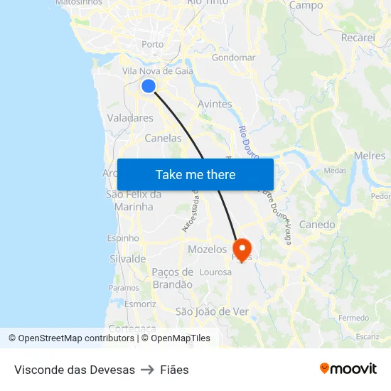 Visconde das Devesas to Fiães map