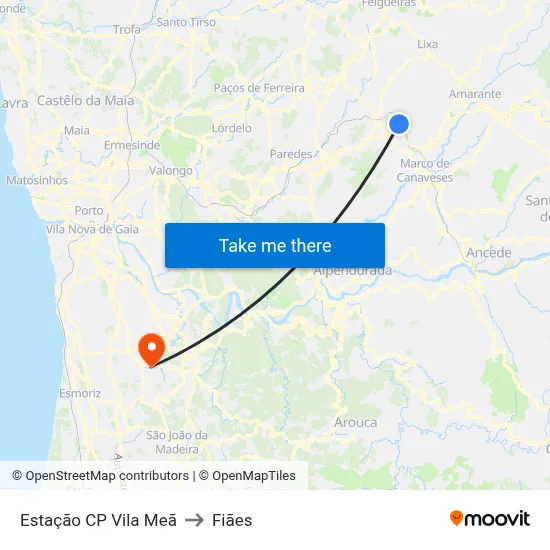 Estação CP Vila Meã to Fiães map