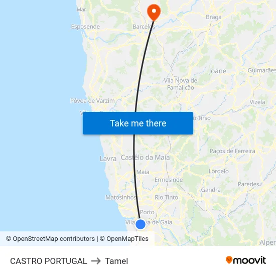 CASTRO PORTUGAL to Tamel map