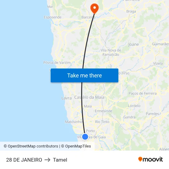 28 DE JANEIRO to Tamel map