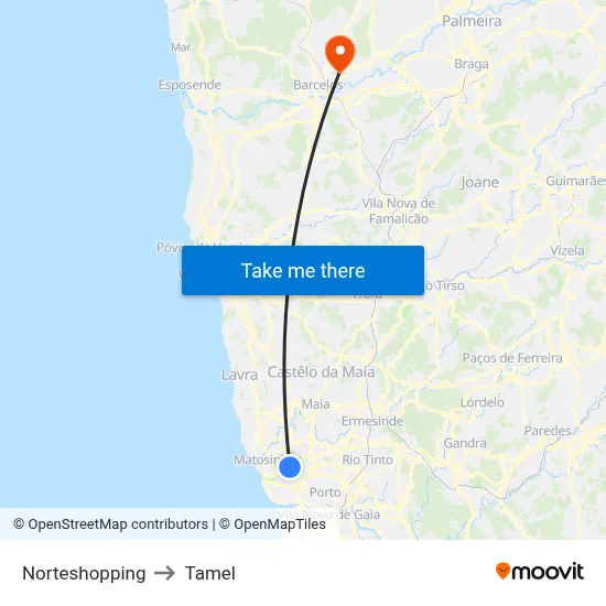Norteshopping to Tamel map