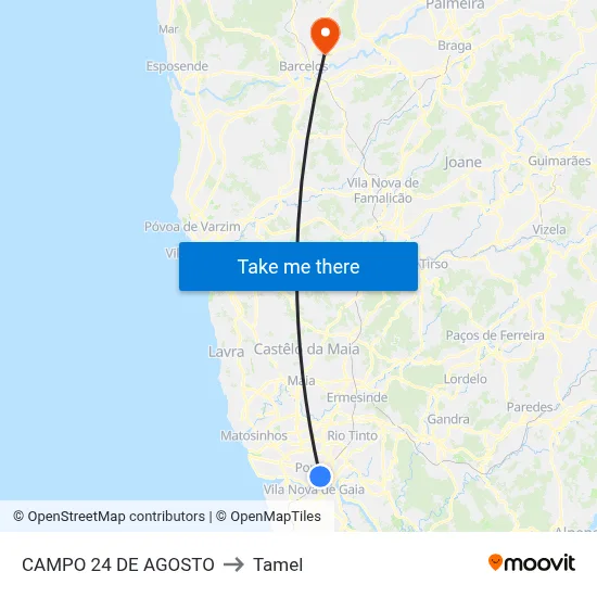 CAMPO 24 DE AGOSTO to Tamel map