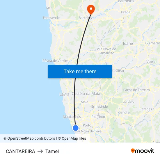 CANTAREIRA to Tamel map