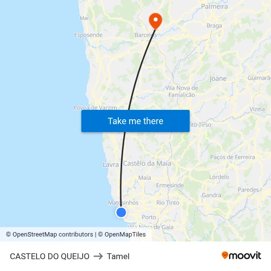 CASTELO DO QUEIJO to Tamel map