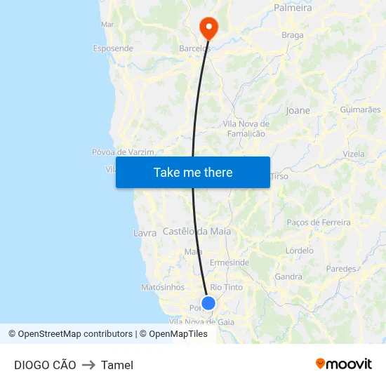 DIOGO CÃO to Tamel map