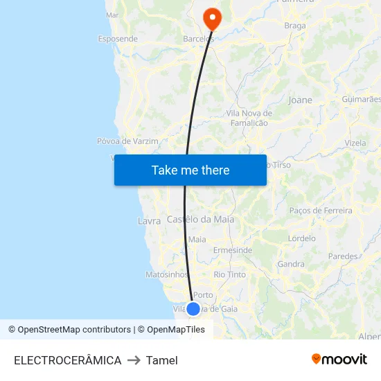 ELECTROCERÂMICA to Tamel map