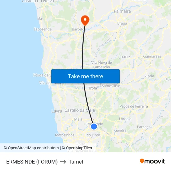 ERMESINDE (FORUM) to Tamel map