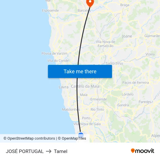 JOSÉ PORTUGAL to Tamel map
