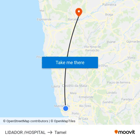 LIDADOR /HOSPITAL to Tamel map