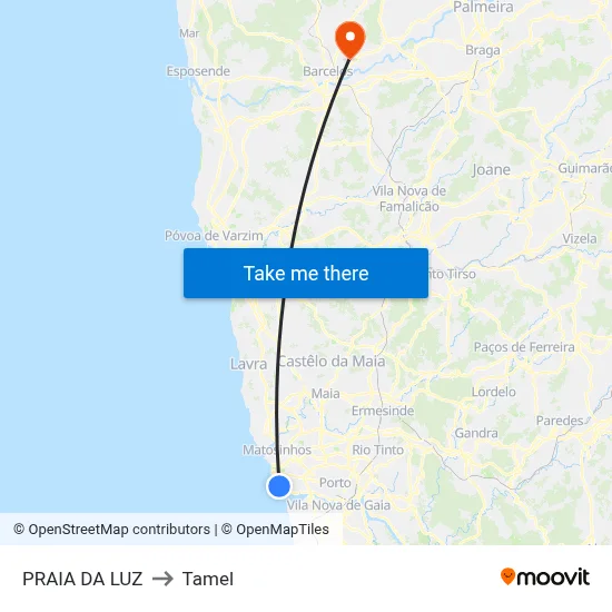 PRAIA DA LUZ to Tamel map