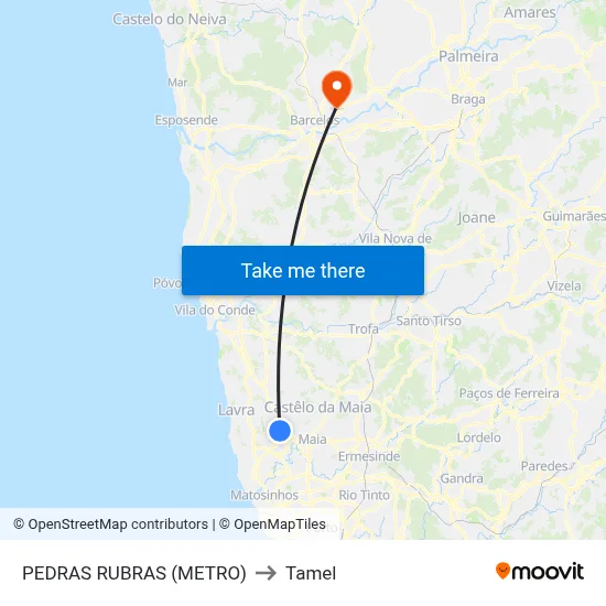 PEDRAS RUBRAS (METRO) to Tamel map