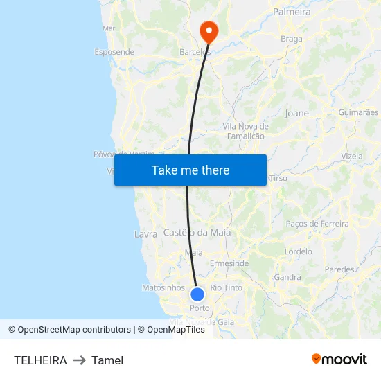 TELHEIRA to Tamel map
