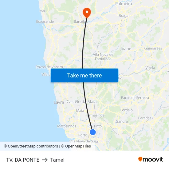 TV. DA PONTE to Tamel map