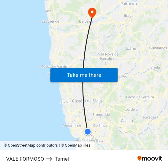 VALE FORMOSO to Tamel map