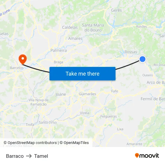 Barraco to Tamel map