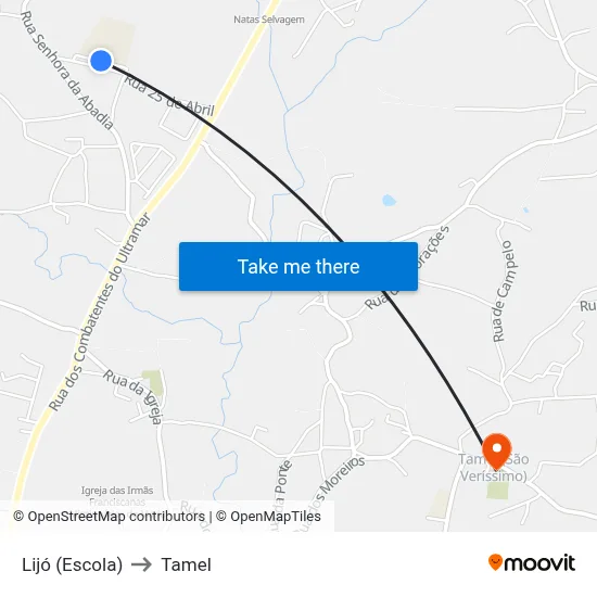 Lijó (Escola) to Tamel map