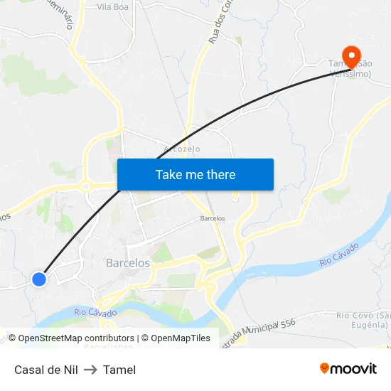 Casal de Nil to Tamel map