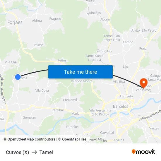Curvos (X) to Tamel map