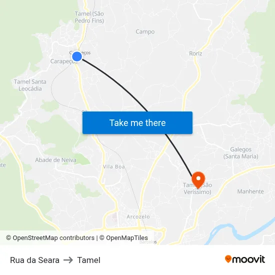 Rua da Seara to Tamel map