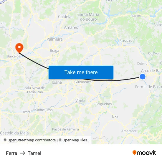 Ferra to Tamel map
