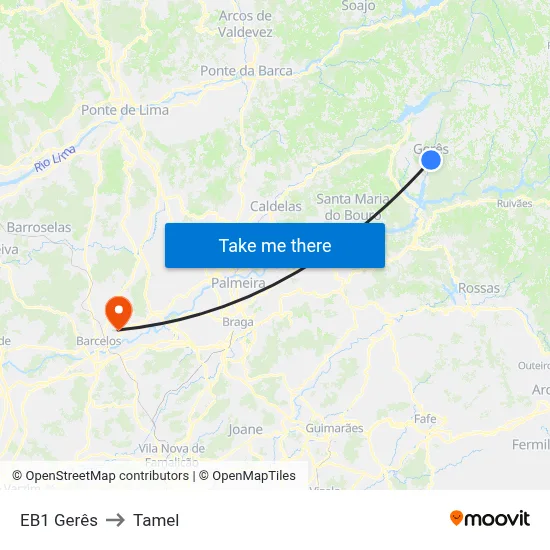 EB1 Gerês to Tamel map