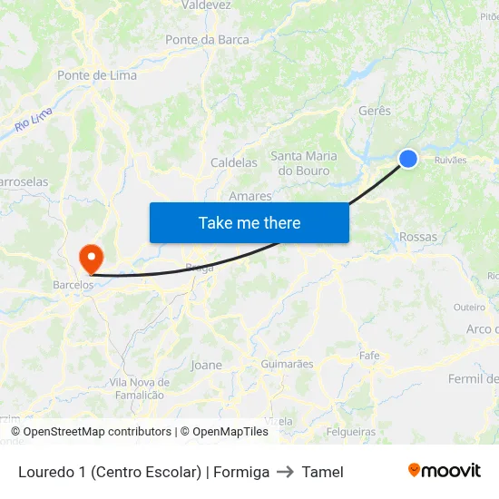 Louredo 1 (Centro Escolar) | Formiga to Tamel map