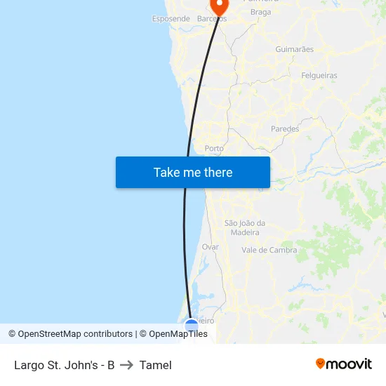 Largo St. John's - B to Tamel map