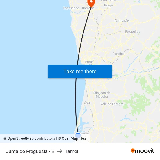Junta de Freguesia - B to Tamel map