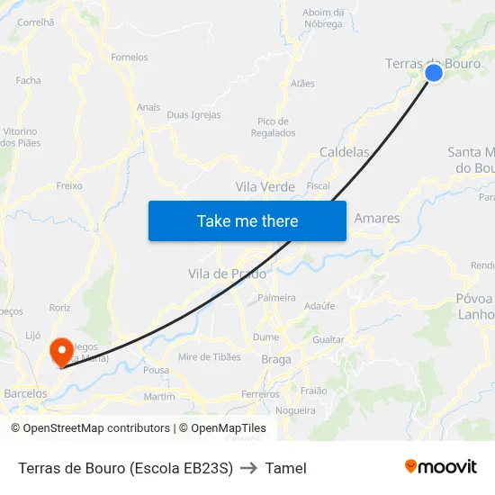 Terras de Bouro (Escola EB23S) to Tamel map