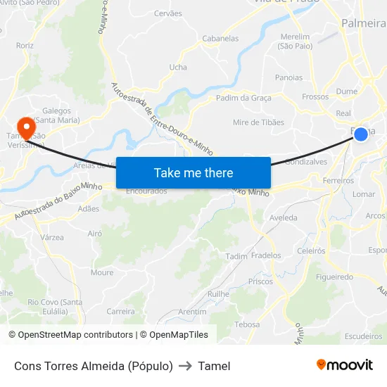 Cons Torres Almeida (Pópulo) to Tamel map