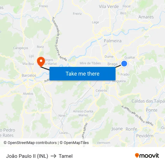 João Paulo II (INL) to Tamel map
