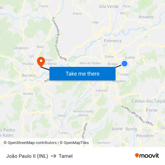 João Paulo II (INL) to Tamel map