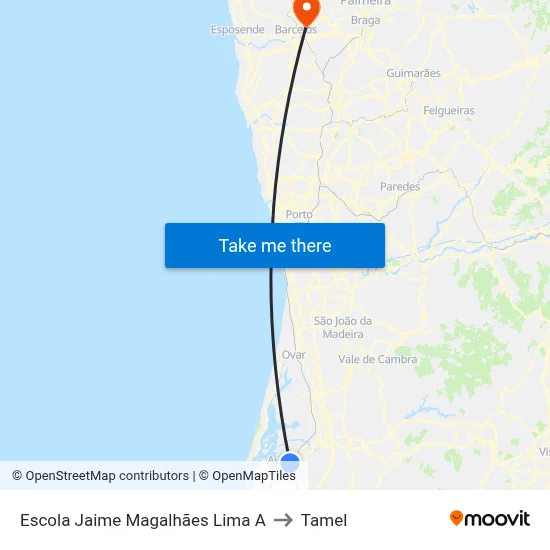 Escola Jaime Magalhães Lima A to Tamel map