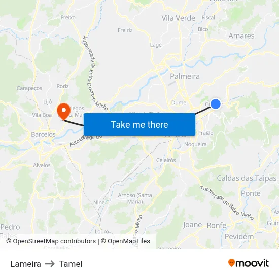 Lameira to Tamel map
