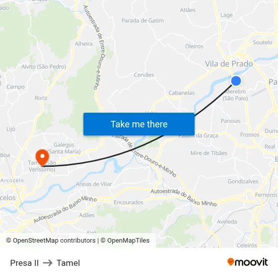 Presa II to Tamel map