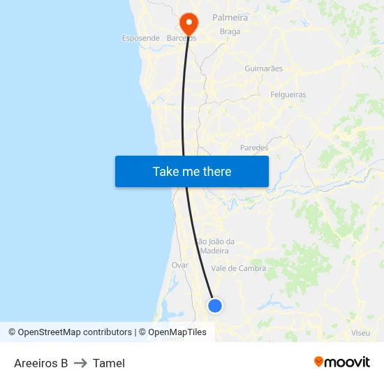 Areeiros B to Tamel map