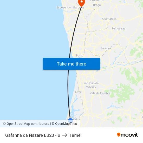 Gafanha da Nazaré EB23 - B to Tamel map