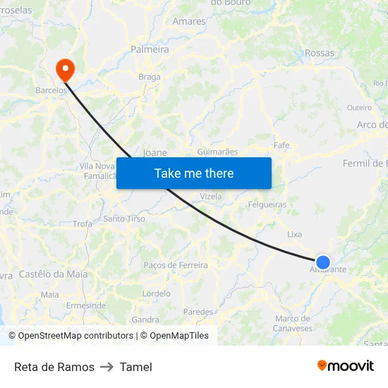 Reta de Ramos to Tamel map