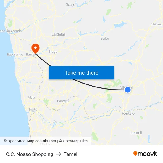 C.C. Nosso Shopping to Tamel map